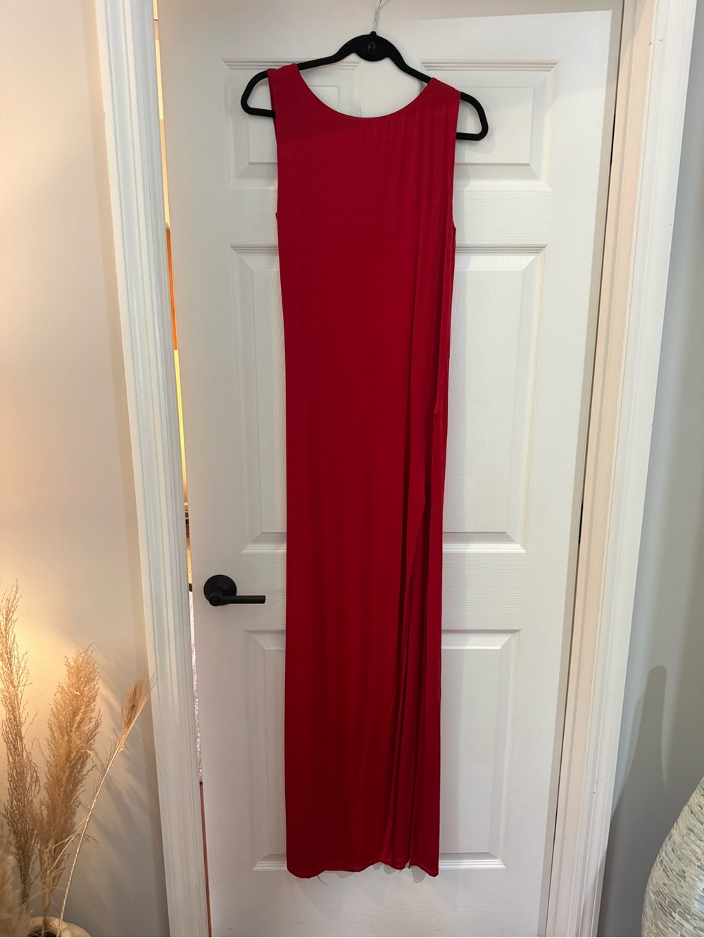 NBD Sleeveless Open Back Red Maxi Dress with Slit
